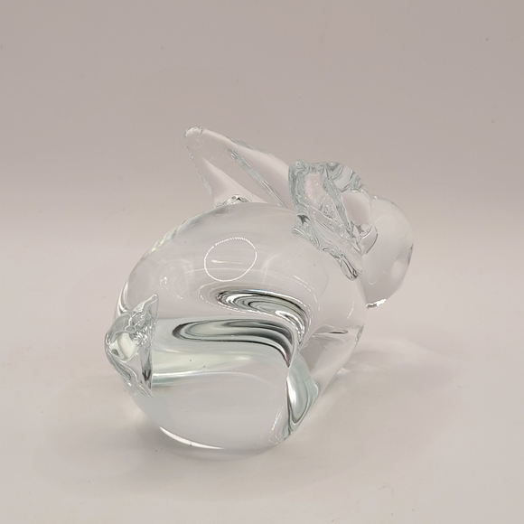 Vintage MCM Art Glass Crystal Bunny Rabbit Paperweight Figurine 4" x 3" - Picture 5 of 11